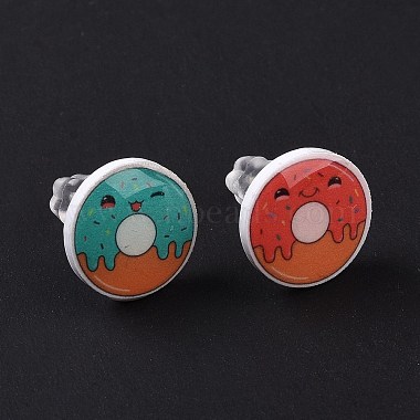 Colorful Acrylic Imitation Food Stud Earrings with Platic Pins(EJEW-F293-02E)-3