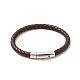 Leather Braided Cord Bracelet with 304 Stainless Steel Clasp for Men Women(BJEW-C021-09)-2