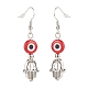 Lampwork Evil Eye with Hamsa Hand Dangle Earrings(EJEW-JE05007)-5