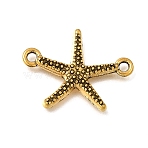 Tibetan Style Alloy Connector Charms, Starfish Link, Antique Golden, 19x25.5x2mm, Hole: 2mm, about 800pcs/1000g(AL-CBA3B63-28AG)