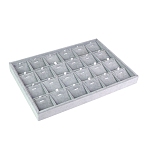24 Grids Velvet Pendant Organizer Trays, Rectangle, Gray, 240x350x30mm(PW-WG64371-13)