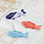 3Pcs 3 Colors Porcelain Chopsticks Stand, Chopstick Soup Spoon Rest, Fish, Mixed Color, 29x64x18mm, 1pc/color(AJEW-LP0002-59)