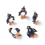 Handmade Lampwork Pendants, Penguin, Black, 24~32x17~20x12~20mm, Hole: 2~4mm(LAMP-L075-087)