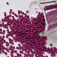 11/0 Grade A Baking Paint Glass Seed Beads, Round, Deep Pink, 2.3x1.5mm, Hole: 1mm, about 5300pcs/50g(X-SEED-N001-A-1057)