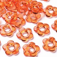 Transparent Acrylic Bead Frames, Flower, Dark Orange, 19x20x3.5mm, Hole: 1.6mm, Inner Diameter: 6.5mm, about 632pcs/500g(TACR-S154-29B-84)