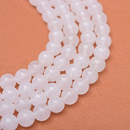 Round Natural White Jade Bead Strands, White, 8~9mm, Hole: 1mm, about 46pcs/strand, 15.3 inch(G-R345-8mm-06)
