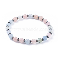 Natural Morganite Stretch Bracelets, with Non-Magnetic Synthetic Hematite Spacer Beads, 2-1/4 inch(5.7cm)(BJEW-JB04493-04)