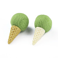 Wool Felt Ice Cream Crafts Supplies, for Baby Shower Gender Reveal Tent Decoration, Lawn Green, 62~63x30~32mm(DIY-I031-A12)