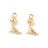 Brass Charms, Sea Lion, Real 18K Gold Plated, 11x7x3.5mm, Hole: 1.2mm(KK-Q816-34G)