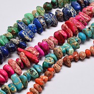 Natural Imperial Jasper Beads Strands, Chips, Dyed, Mixed Color, 8~16x4~10mm, Hole: 1mm, about 15.7 inches(G-I123-05)