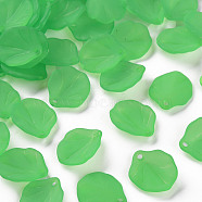 Transparent Frosted Acrylic Pendants, Petaline, Lime Green, 16x14.5x3mm, Hole: 1.6mm(MACR-S371-02A-734)