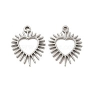 Non-Tarnish 304 Stainless Steel Pendants, Heart Charm, Stainless Steel Color, 20x16x1.5mm, Hole: 1.6mm(STAS-E182-11P)