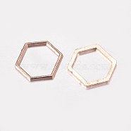 Alloy Linking Rings, Hexagon, Rose Gold, 12x14x1mm(PALLOY-E446-06C-RG)