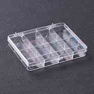 (Defective Closeout Sale: Scratch) Rectangle Polystyrene Bead Storage Containers, 12 Compartments Organizer Boxes, with Hinged Lid, Clear, 13x10.85x2cm(CON-XCP0001-50)