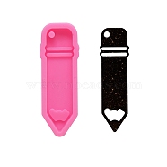 Pencil Shape DIY Pendant Silicone Molds, for Keychain Making, Resin Casting Molds, For UV Resin, Epoxy Resin Jewelry Making, Hot Pink, 87x30x10mm, Inner Diameter: 22x80mm(SIMO-PW0001-325H)