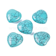 Synthetic Turquoise Healing Stones, Heart Love Stones, Pocket Palm Stones for Reiki Ealancing, 30x30x11.5~12.5mm(G-G020-01-10)