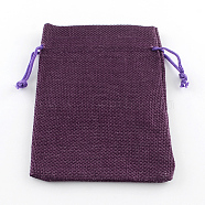 Polyester Imitation Burlap Packing Pouches Drawstring Bags, Purple, 18x13cm(X-ABAG-R005-18x13-10)