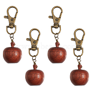 Rosewood Apple Box Jewelry Pendant Decoration, with Alloy Swivel Lobster Claw Clasps, Antique Bronze, 70mm, 4pcs/set(HJEW-AB00424)