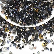 Opaque & Transparent Glass Beads, Faceted Nuggets, Black, 2~5x2.5~8x3~5mm, Hole: 1~1.4mm, about 10g/bag(GLAA-G109-01H)