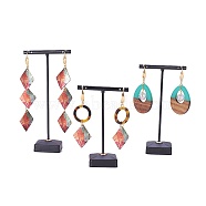 T Bar Iron Earring Displays Sets, Jewelry Display Rack, Jewelry Tree Stand, Gunmetal, 6x9.3~12.6cm, 3pcs/set(X-EDIS-L006-01B)