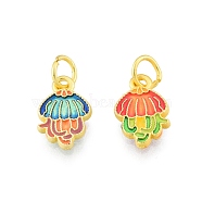 Alloy Enamel Charm, with Jump Rings, Matte Gold Color, Jellyfish, Colorful, 12.5x8x1.7mm, Hole: 3.6mm(PALLOY-P285-18MG-01)