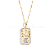 Brass Micro Pave Cubic Zirconia Rectangle with Constellation Pendant Necklaces, with Enamel, Cable Chain Necklace for Women, Gemini, 15-3/4 inch(40cm)(PW-WG95654-03)
