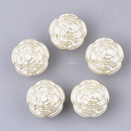 ABS Plastic Imitation Pearl Beads, Flower, Floral White, 24.5x25x21.5mm, Hole: 1.5mm, about 100pcs/500g(KY-T013-001A)