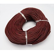 Cowhide Leather Cord, Leather Jewelry Cord, Jewelry DIY Making Material, Round, Dyed, Dark Red, 2mm(LC2MM006-02)