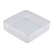 Plastic Bead Containers with Hinged Lid, Square, Clear, 12.5x12.3x3.5cm, Inner Size: 12x12cm.(CON-Z007-08C)