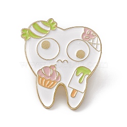Cartoon Teeth Enamel Pin, Light Gold Alloy Oral Health Brooch for Backpack Clothes, Colorful, 30x27x2mm, Pin: 1.3mm(JEWB-A005-19-01)