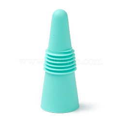 Silicone Wine Bottle Stoppers, with Stainless Steel Findings inside, Cone, Turquoise, 64x25mm(FIND-B001-01D)