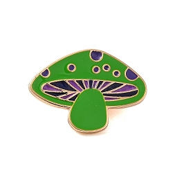 Enamel Pins, Alloy Brooches for Backpack Clothes, Mushroom, Sea Green, 21x29x2mm(JEWB-H023-03KCG-01)