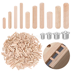 AHADERMAKER 500Pcs 10 Style Wood Grooved Dowel Pins, with 8Pcs 4 Style Iron Dowel Centering Pins for Woodworking, Mixed Color, 12~50x5.5~16.5mm(DIY-GA0006-03)