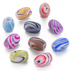 Opaque Acrylic European Beads, Large Hole Beads, Oval, Mixed Color, 13x18mm, Hole: 5.5mm, about 299pcs/500g(MACR-S308-02)