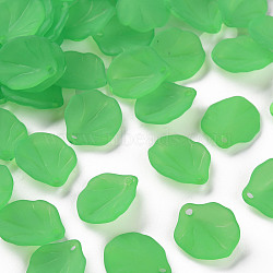 Transparent Frosted Acrylic Pendants, Petaline, Lime Green, 16x14.5x3mm, Hole: 1.6mm(MACR-S371-02A-734)