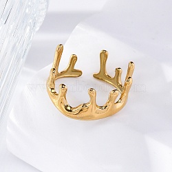 Marine Animal Theme 304 Stainless Stee Open Cuff Rings, Real 18K Gold Plated, 10.5mm, Adjustable(RJEW-Q005-01F-G)