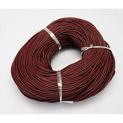 Cowhide Leather Cord, Leather Jewelry Cord, Jewelry DIY Making Material, Round, Dyed, Dark Red, 2mm(LC2MM006-02)
