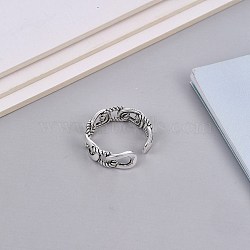 Adjustable Brass Cuff Finger Rings for Women, Cable Chain Shape, Antique Silver, US Size 6 3/4(17.1mm)(RJEW-BB70613)