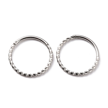 Twisted Ring Hoop Earrings for Girl Women, Chunky 304 Stainless Steel Earrings, Stainless Steel Color, 16x1mm, 18 Gauge(1mm)