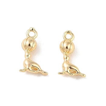 Brass Charms, Sea Lion, Real 18K Gold Plated, 11x7x3.5mm, Hole: 1.2mm