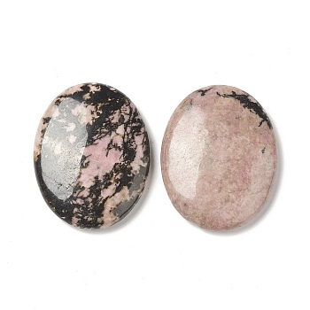 Natural Rhodonite Worry Stone for Anxiety Therapy, Oval Thumb Stone, 45x34~35x7~8.5mm