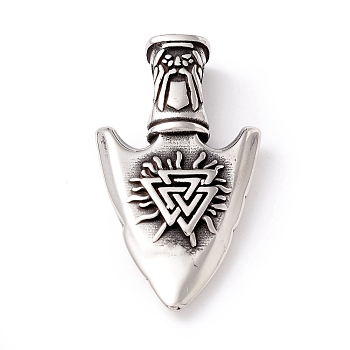 Tibetan Style 304 Stainless Steel Pendants, Dagger, Antique Silver, 47x26x6mm, Hole: 10x5mm