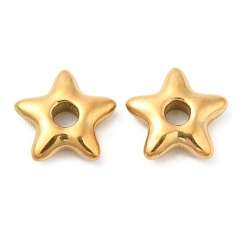 Ion Plating(IP) 304 Stainless Steel Beads, Star, Golden, 12x12.5x3.4mm, Hole: 3.7mm