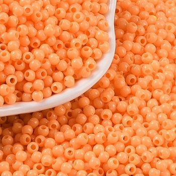 Opaque Acrylic Beads, Round, Coral, 3x2.5mm, Hole: 1.2mm, about 48000pcs/500g