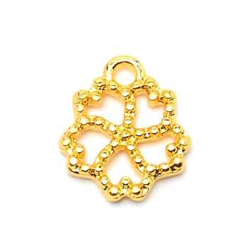 Flower Alloy Small Handmade Pendant, Epoxy Frame Charms, Golden, 13.5x12x2mm, Hole: 2mm