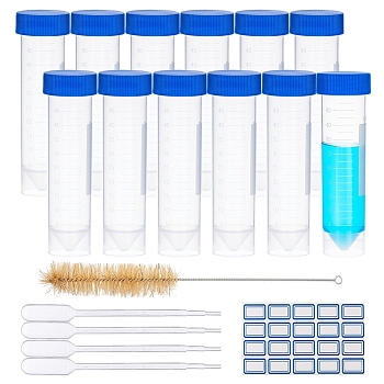 DIY Kit, with Transparent Disposable Plastic Centrifuge Tube, Label Paster, Plastic Pipettes Dropper and Cleaning Brush, Clear