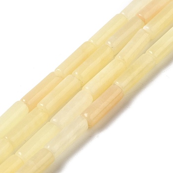 Natural Yellow Jade Beads Strands, Column, 13.5~14x4~4.5mm, Hole: 1.2mm, about 28pcs/strand, 15.16''(38.5cm)