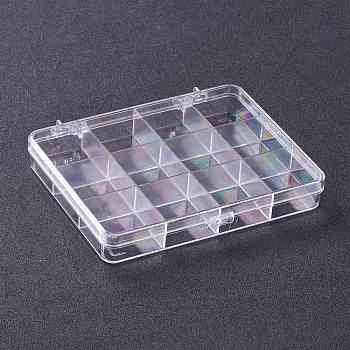 (Defective Closeout Sale: Scratch) Rectangle Polystyrene Bead Storage Containers, 12 Compartments Organizer Boxes, with Hinged Lid, Clear, 13x10.85x2cm