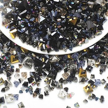 Opaque & Transparent Glass Beads, Faceted Nuggets, Black, 2~5x2.5~8x3~5mm, Hole: 1~1.4mm, about 10g/bag