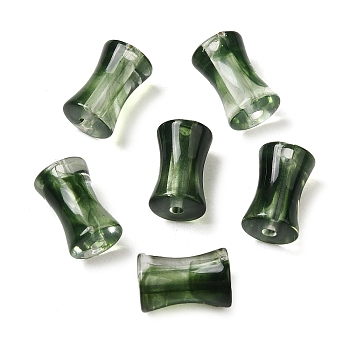 Transparent Acrylic Beads Gradient Effect, Bamboo Joint, Dark Green, 12.5x7.5mm, Hole: 1.8mm, 1020pcs/500g